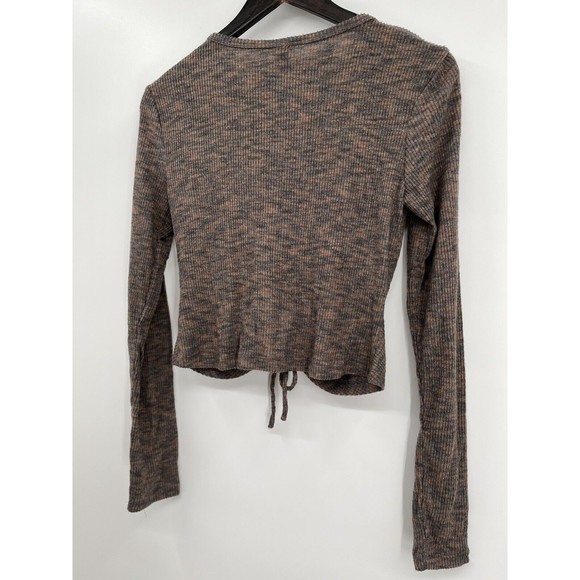NWT Wild fable Women's Blouse‎ Cozy Knit Long Sleeve Front Lace-Up Brown Size M - Picture 8 of 10